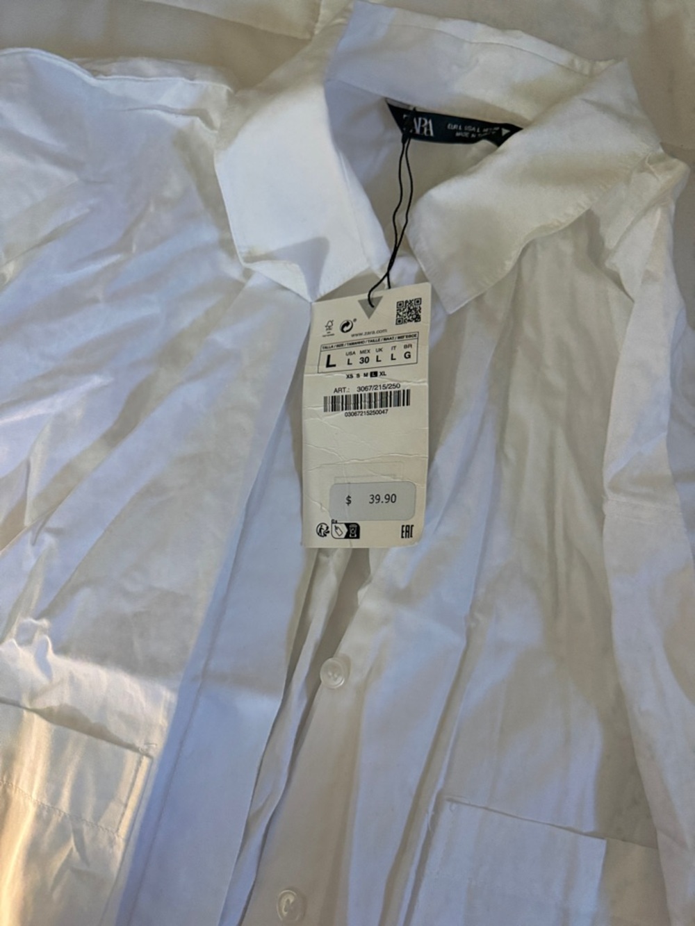 Zara Crop White Poplin Shirt - Picture 3 of 3